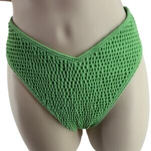 Hollister Swim Textured Cheeky Bold Green Bikini Bottom Womens Large